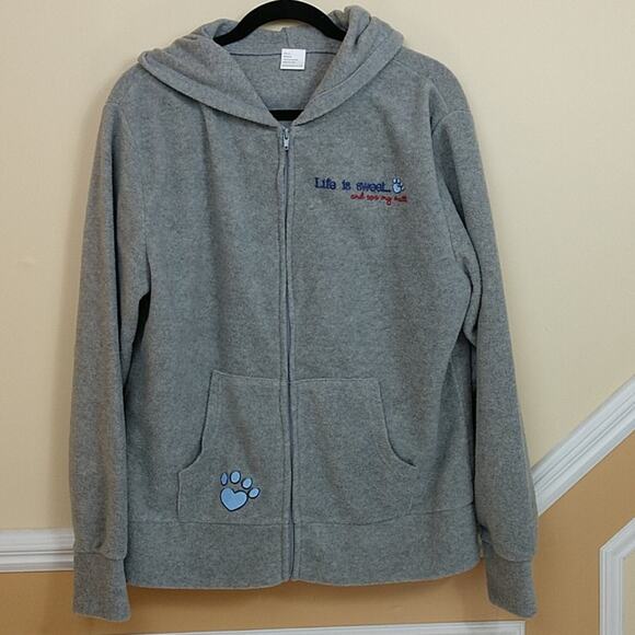 "Life is Sweet and So's my Mutt" Fleece Zip Hoodie - Picture 1 of 6